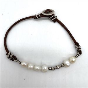 Retired Silpada leather and pearl bracelet.